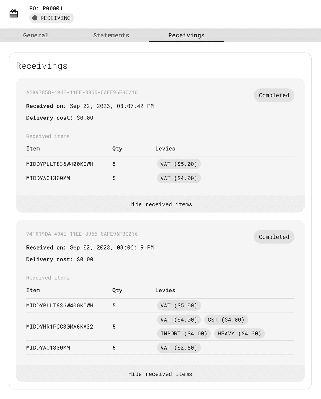 Transaction widget 1