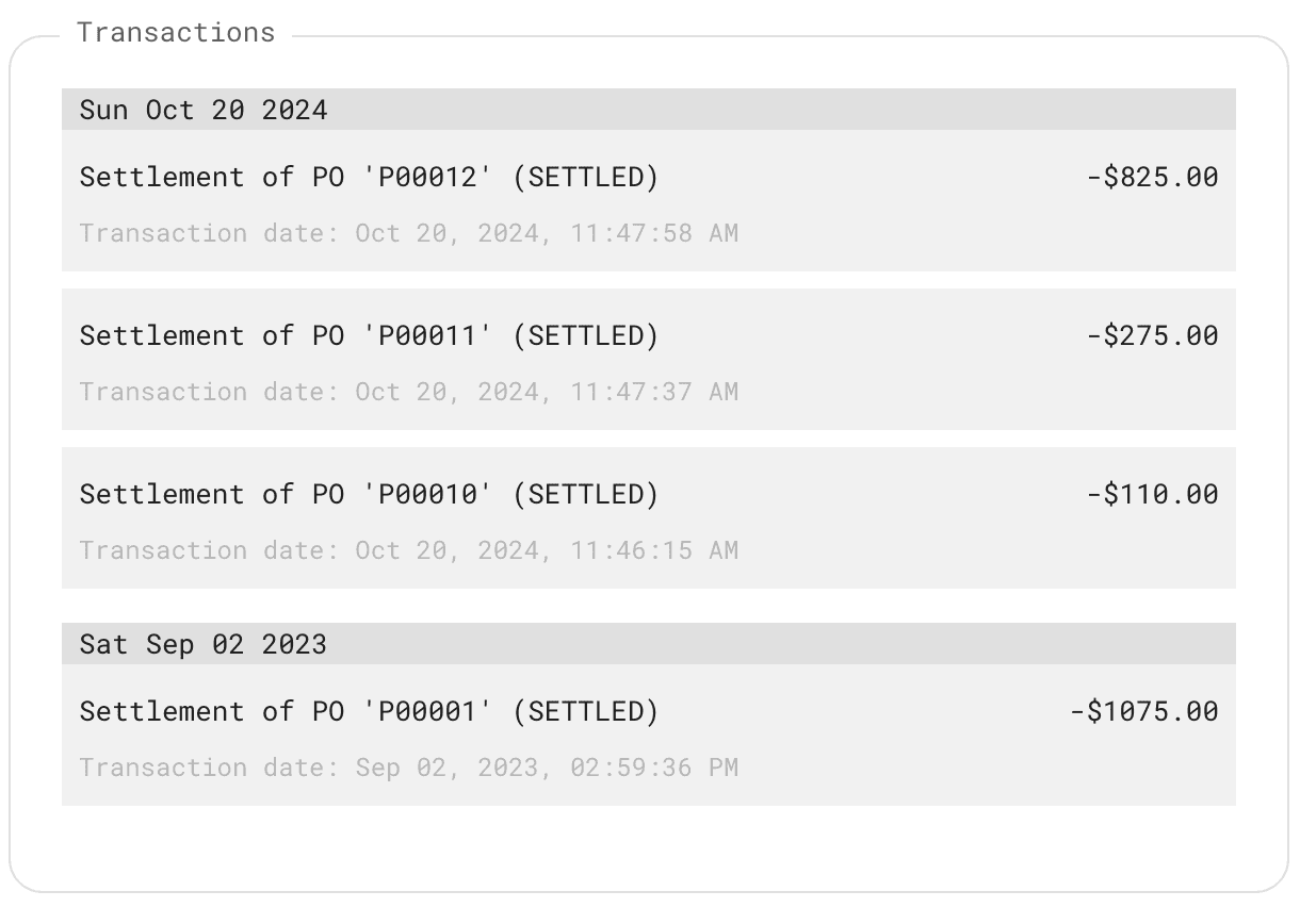 Transaction widget 2